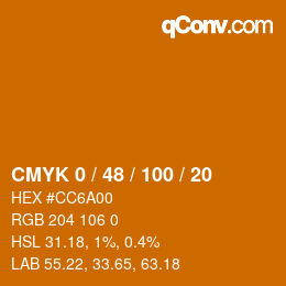 Color code: CMYK 0 / 48 / 100 / 20 | qconv.com