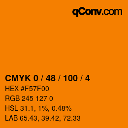 Color code: CMYK 0 / 48 / 100 / 4 | qconv.com