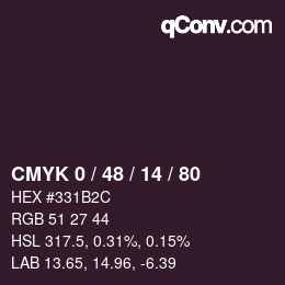 カラーコード: CMYK 0 / 48 / 14 / 80 | qconv.com
