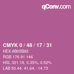 カラーコード: CMYK 0 / 48 / 17 / 31 | qconv.com