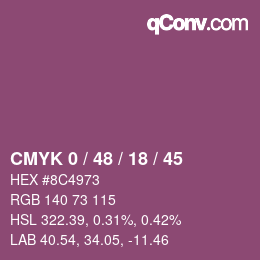 カラーコード: CMYK 0 / 48 / 18 / 45 | qconv.com