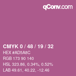 カラーコード: CMYK 0 / 48 / 19 / 32 | qconv.com