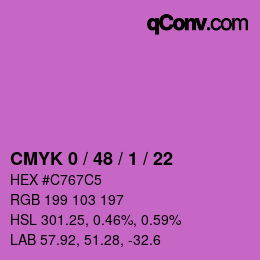 カラーコード: CMYK 0 / 48 / 1 / 22 | qconv.com