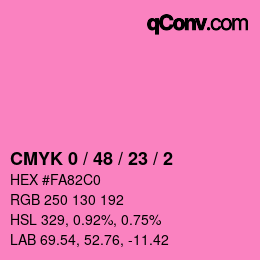 カラーコード: CMYK 0 / 48 / 23 / 2 | qconv.com