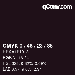 カラーコード: CMYK 0 / 48 / 23 / 88 | qconv.com