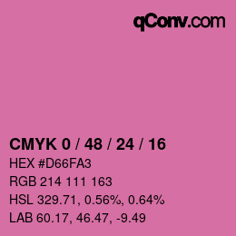 カラーコード: CMYK 0 / 48 / 24 / 16 | qconv.com