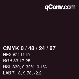 カラーコード: CMYK 0 / 48 / 24 / 87 | qconv.com