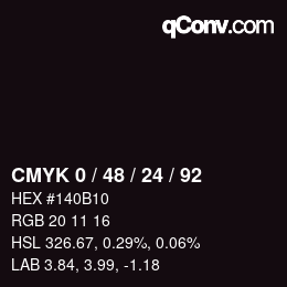 カラーコード: CMYK 0 / 48 / 24 / 92 | qconv.com