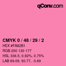 カラーコード: CMYK 0 / 48 / 29 / 2 | qconv.com