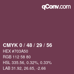 Código de color: CMYK 0 / 48 / 29 / 56 | qconv.com