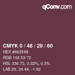 カラーコード: CMYK 0 / 48 / 29 / 60 | qconv.com
