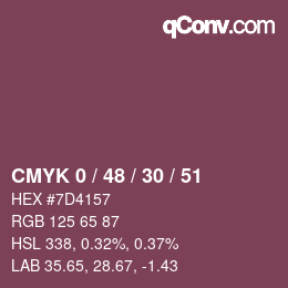 Farbcode: CMYK 0 / 48 / 30 / 51 | qconv.com