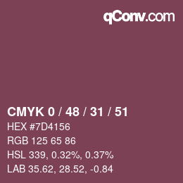 Farbcode: CMYK 0 / 48 / 31 / 51 | qconv.com