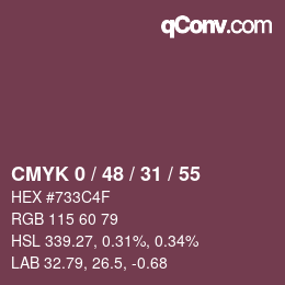 Color code: CMYK 0 / 48 / 31 / 55 | qconv.com