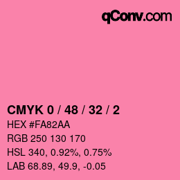 カラーコード: CMYK 0 / 48 / 32 / 2 | qconv.com