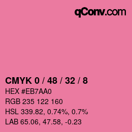 カラーコード: CMYK 0 / 48 / 32 / 8 | qconv.com