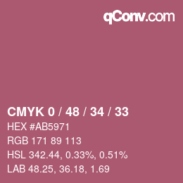 カラーコード: CMYK 0 / 48 / 34 / 33 | qconv.com