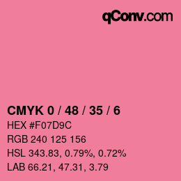 Farbcode: CMYK 0 / 48 / 35 / 6 | qconv.com