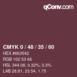 Color code: CMYK 0 / 48 / 35 / 60 | qconv.com