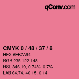 颜色代码: CMYK 0 / 48 / 37 / 8 | qconv.com