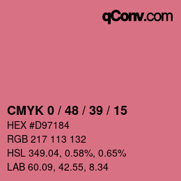 颜色代码: CMYK 0 / 48 / 39 / 15 | qconv.com
