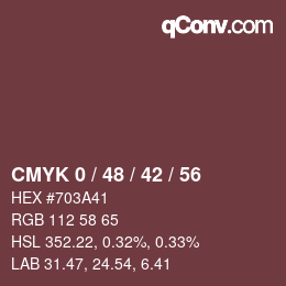 Farbcode: CMYK 0 / 48 / 42 / 56 | qconv.com