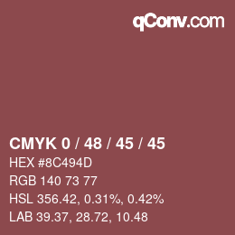 Color code: CMYK 0 / 48 / 45 / 45 | qconv.com