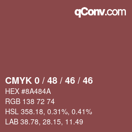 カラーコード: CMYK 0 / 48 / 46 / 46 | qconv.com