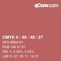 颜色代码: CMYK 0 / 48 / 48 / 27 | qconv.com
