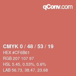 Farbcode: CMYK 0 / 48 / 53 / 19 | qconv.com