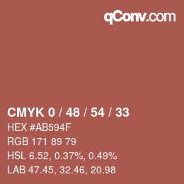颜色代码: CMYK 0 / 48 / 54 / 33 | qconv.com