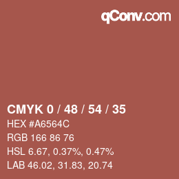 Color code: CMYK 0 / 48 / 54 / 35 | qconv.com