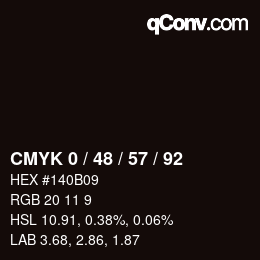 Farbcode: CMYK 0 / 48 / 57 / 92 | qconv.com