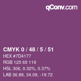 Farbcode: CMYK 0 / 48 / 5 / 51 | qconv.com