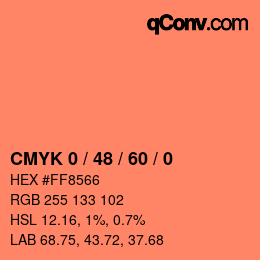 カラーコード: CMYK 0 / 48 / 60 / 0 | qconv.com