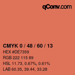颜色代码: CMYK 0 / 48 / 60 / 13 | qconv.com