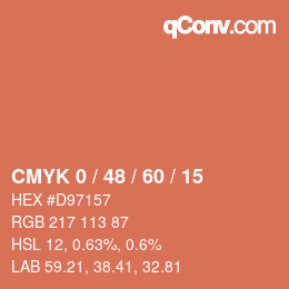 カラーコード: CMYK 0 / 48 / 60 / 15 | qconv.com