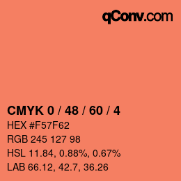 カラーコード: CMYK 0 / 48 / 60 / 4 | qconv.com