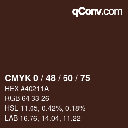 カラーコード: CMYK 0 / 48 / 60 / 75 | qconv.com