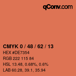 颜色代码: CMYK 0 / 48 / 62 / 13 | qconv.com