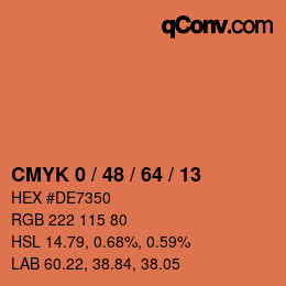 Color code: CMYK 0 / 48 / 64 / 13 | qconv.com