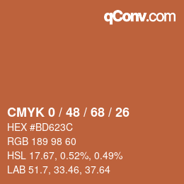 Farbcode: CMYK 0 / 48 / 68 / 26 | qconv.com
