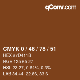 カラーコード: CMYK 0 / 48 / 78 / 51 | qconv.com