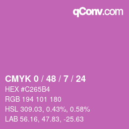 颜色代码: CMYK 0 / 48 / 7 / 24 | qconv.com
