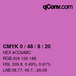 カラーコード: CMYK 0 / 48 / 8 / 20 | qconv.com