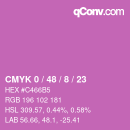 カラーコード: CMYK 0 / 48 / 8 / 23 | qconv.com