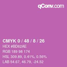 カラーコード: CMYK 0 / 48 / 8 / 26 | qconv.com