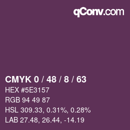 カラーコード: CMYK 0 / 48 / 8 / 63 | qconv.com