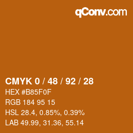 カラーコード: CMYK 0 / 48 / 92 / 28 | qconv.com