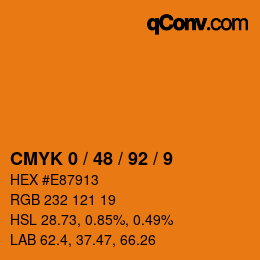 カラーコード: CMYK 0 / 48 / 92 / 9 | qconv.com